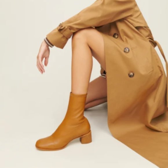 Reformation Louie Stretch Sock Bootie - Nutmeg - Picture 1 of 5